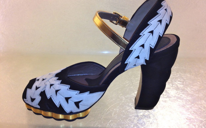 Marni Black and White Gold Strap Ivy Sandal