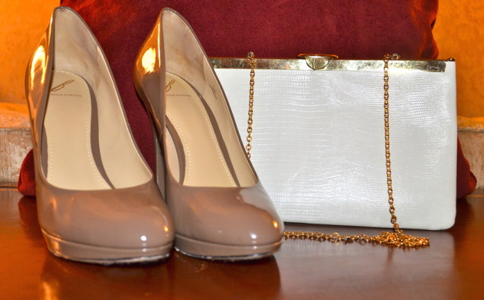 Brian Atwood Patent Leather and Vintage Gold Clutch