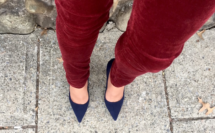 Royally Blue Manolos and Red Wine Velvet